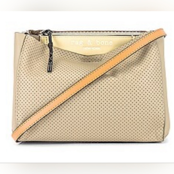 Rag&Bone Passenger Perforated 100%Cow Leather Crossbody Bag Light Sand/Taupe - Picture 8 of 16